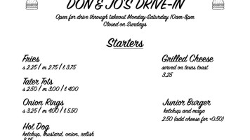 Don Jo's Drive-in menu