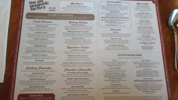 The Old Spaghetti Factory menu