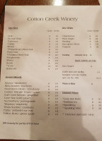 Cotton Creek Winery menu