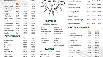 Sunrise Espresso menu