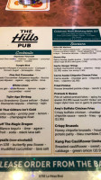 The Hills Pub menu