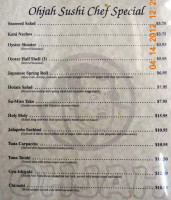 Ohjah Japanese Steakhouse menu