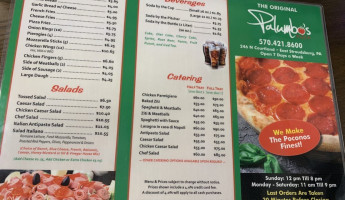 Palumbo’s Pizza menu