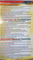 Mariachi Alegre menu