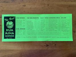 Kua' Aina Sandwich Corporation menu