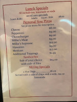 Aunt Millie's menu