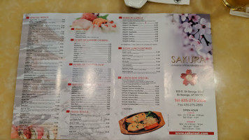 Sakura Japanese Steakhouse menu