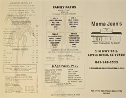 Mama Jeans Restaurant menu