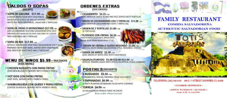 Toti's Pupusería menu