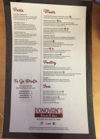 Donovan's Steak Ale menu