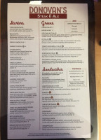 Donovan's Steak Ale menu