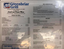 The Greenbriar Grill menu