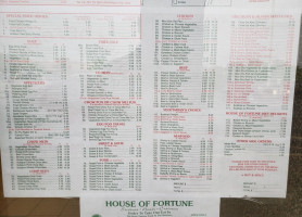 House Of Fortune menu