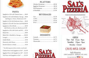 Sal's Pizzeria menu