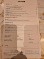 Sunrose California Eatery menu