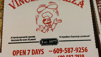 Vincent's Pizza menu