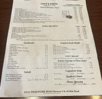 Loui's Pizza menu