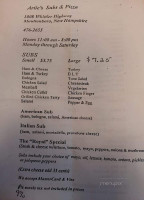 Arties Place menu