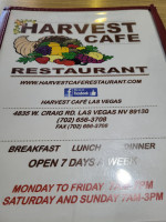 Harvest Cafe menu