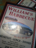 Williams Barbecue menu