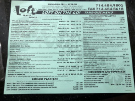 Loft Hawaiian Grill menu