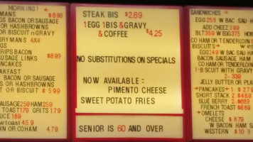 Sherrill's Pioneer menu