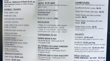 Tortilleria La Autentica menu