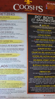 Coosh's Bayou Rouge menu