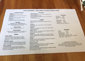 Jack's Grub Pub menu