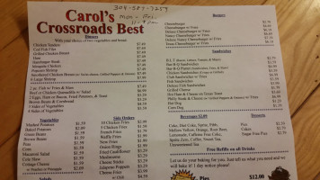 Carol's Crossroads Best menu