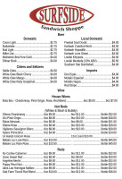 Surfside Sandwich Shoppe menu