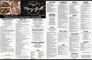 Mary's Grill menu