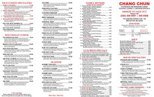 Chang Chun Chinese Restaurant menu