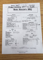 Boss Hoggin's Bbq menu