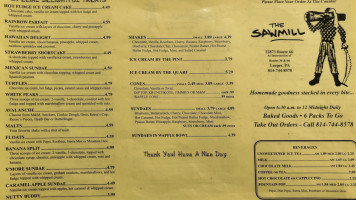 The Sawmill menu