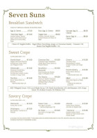 Seven Suns Coffee Tea menu