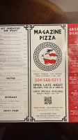 Magazine Pizza menu