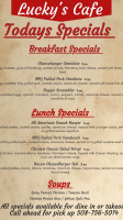 Lucky's Cafe menu