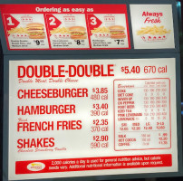 In-n-out Burger menu