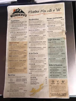 Wondervu Cafe menu