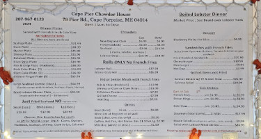 Cape Pier Chowder House Phone Number, Reservations, Reviews menu