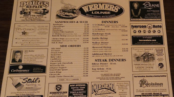 Wermers Lounge menu