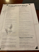 The Olde Lincoln House menu