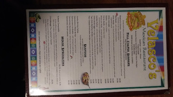 Velasco's Mexican Phone Number, Reservations, Reviews menu