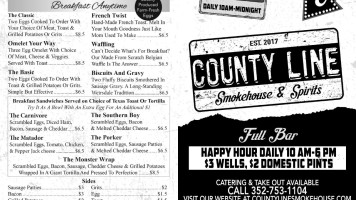 County Line Smokehouse Spirits menu