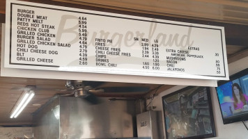 Burgerland menu