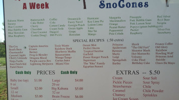 Safari's Snocone menu