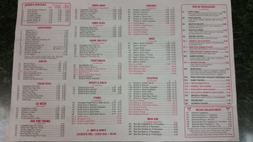 Jackie's Chinese menu