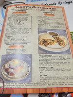 Sandy's In Blue Spr menu