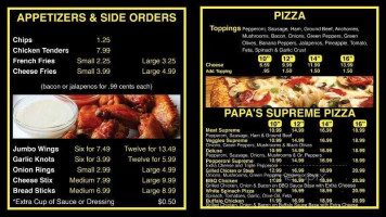 Papa's Subs Pizza menu